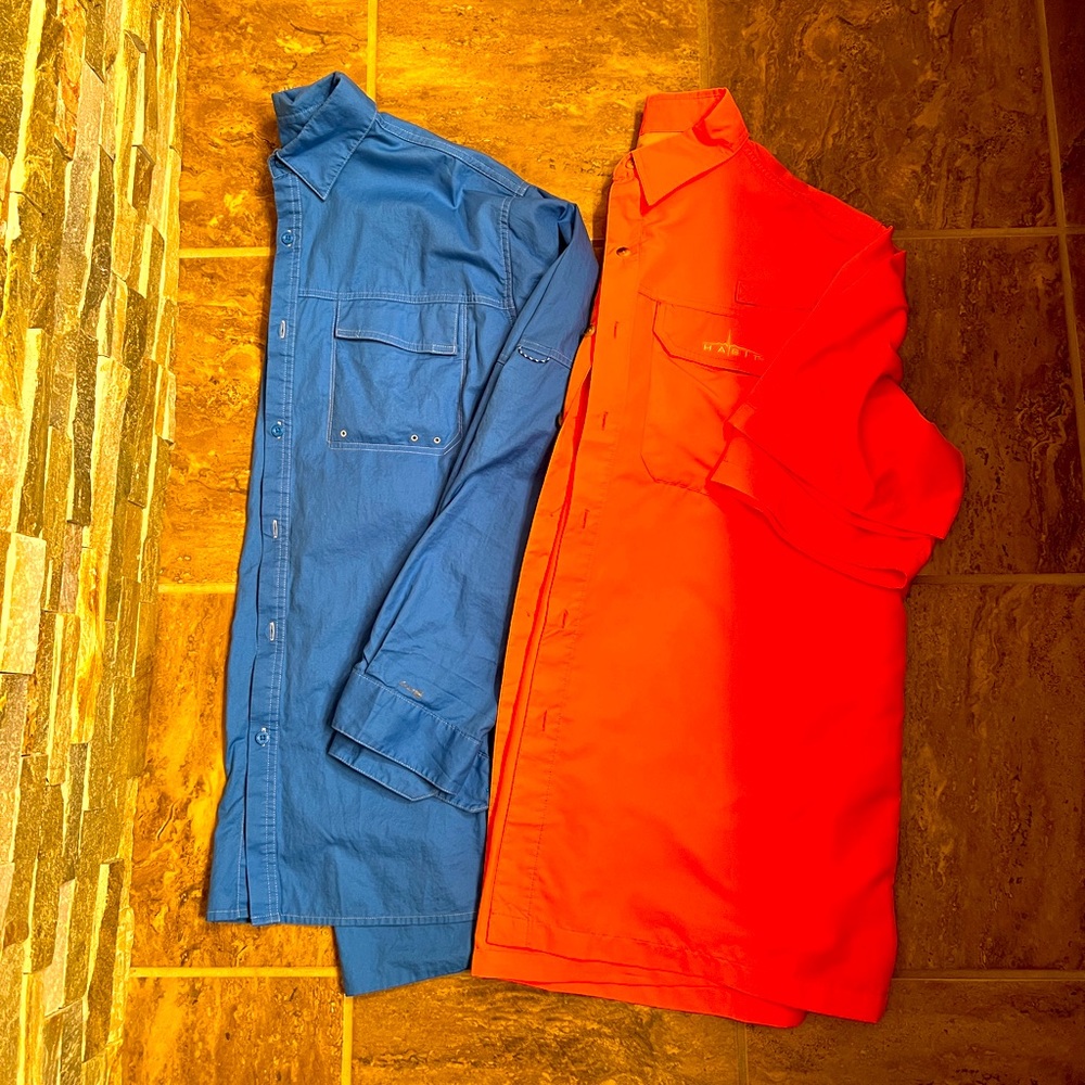 Cabelas Long Sleeve Fishing Shirt & Habit Short Sleeve